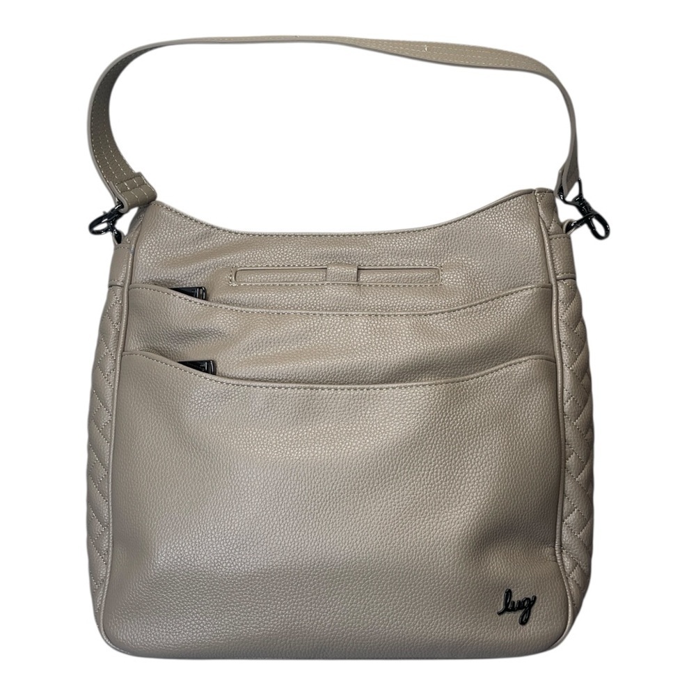 Lug Cable Car Classic Vegan Leather Shoulder Crossbody Messenger RIFD Bag Cream